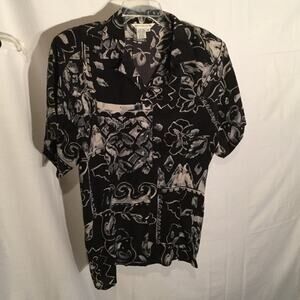 Studio A Black/grey S silk fitted style blouse
